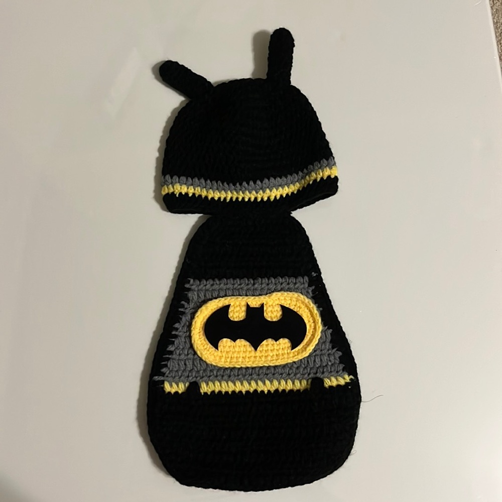 Newborn crochet Batman costume